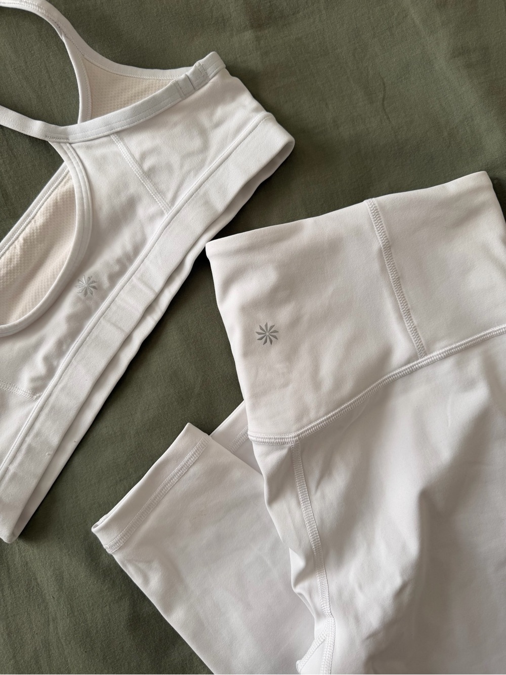 Athleta White High-Rise Leggings and Sports Bra Set